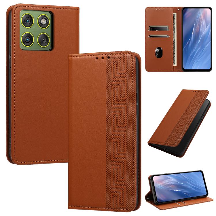 Embossed Meander Pattern RFID Vegan Leather Phone Case