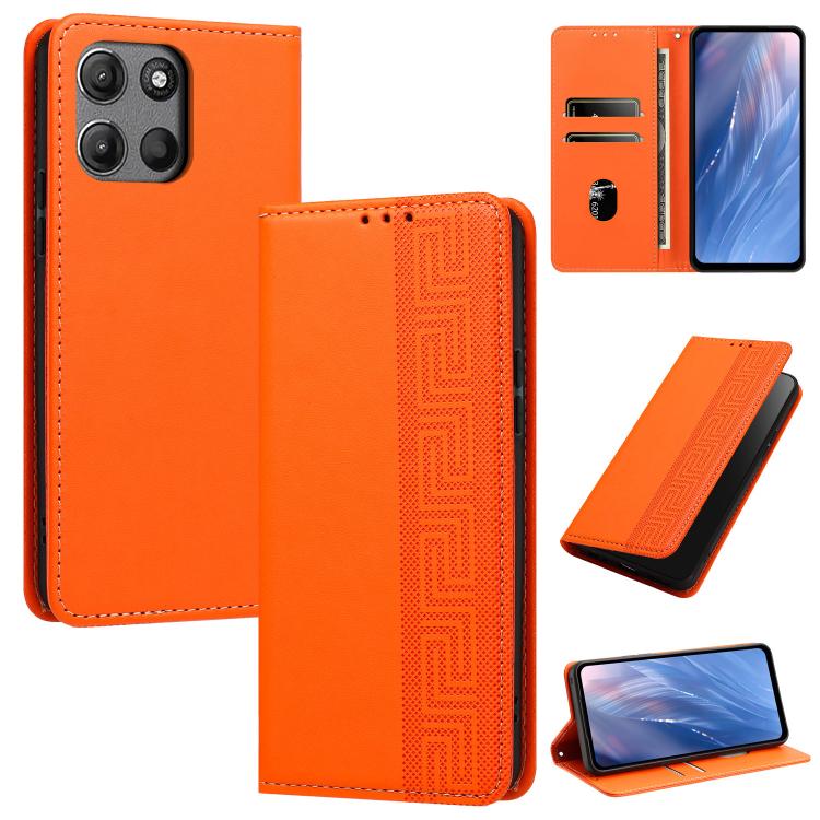 Embossed Meander Pattern RFID Vegan Leather Phone Case
