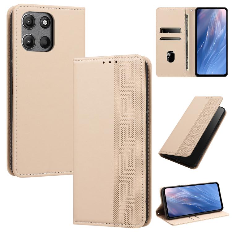 Embossed Meander Pattern RFID Vegan Leather Phone Case