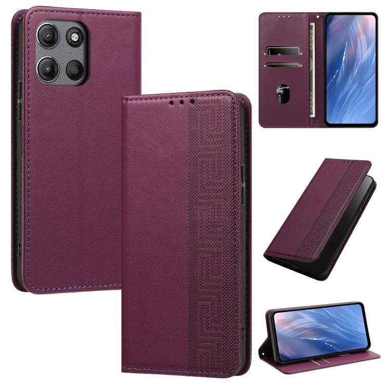 Embossed Meander Pattern RFID Vegan Leather Phone Case