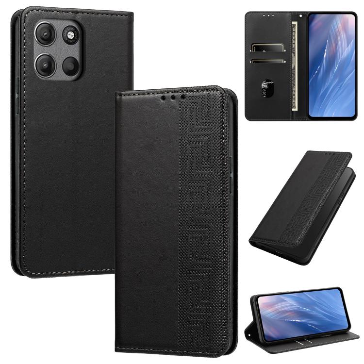 Embossed Meander Pattern RFID Vegan Leather Phone Case