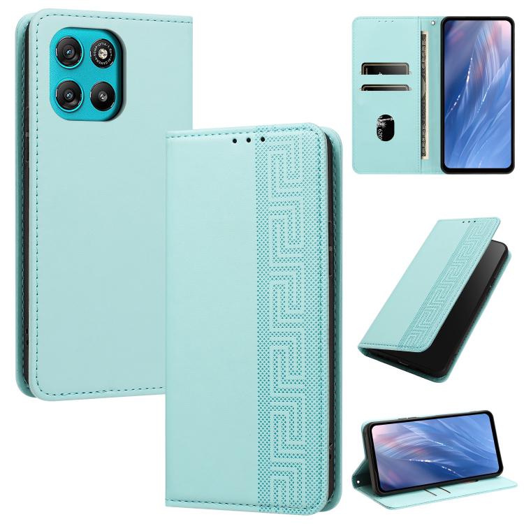 Embossed Meander Pattern RFID Vegan Leather Phone Case