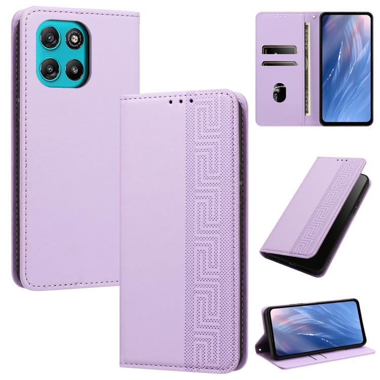 Embossed Meander Pattern RFID Vegan Leather Phone Case