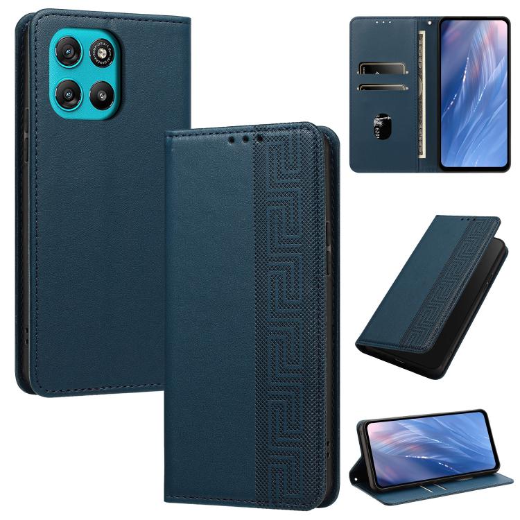 Embossed Meander Pattern RFID Vegan Leather Phone Case