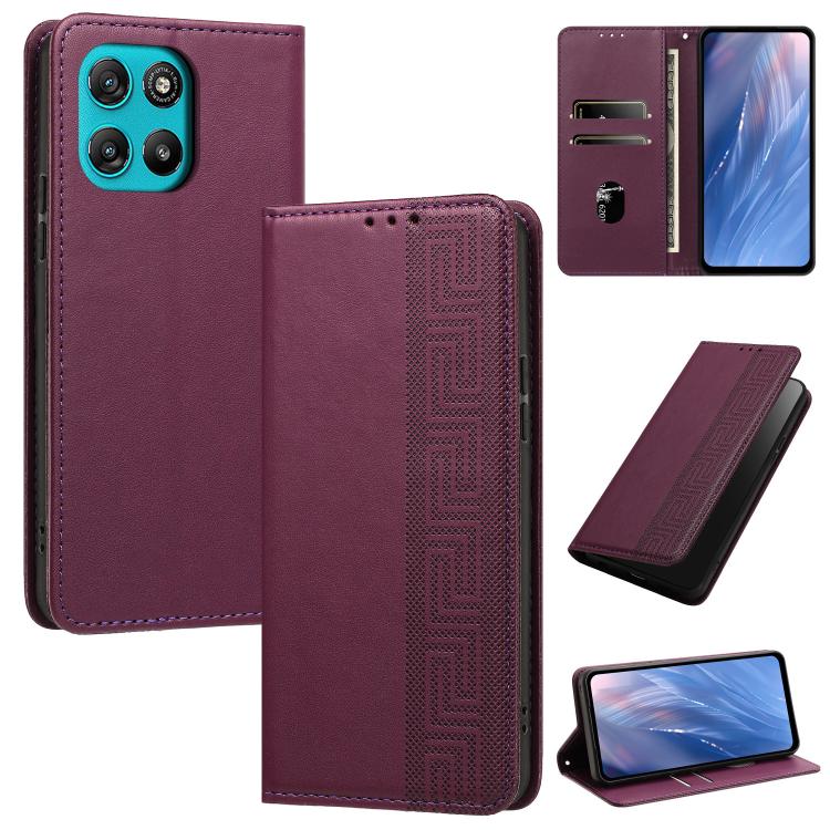 Embossed Meander Pattern RFID Vegan Leather Phone Case