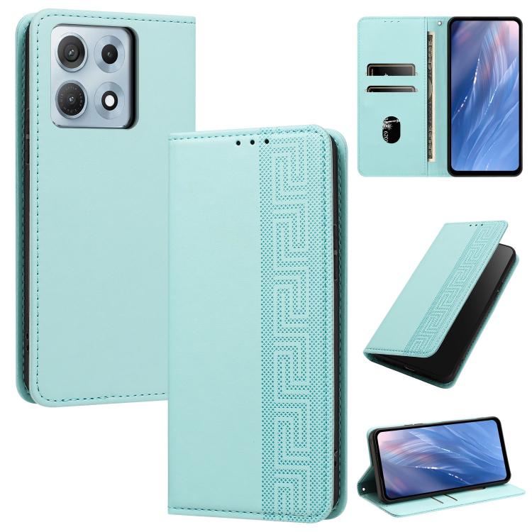 Embossed Meander Pattern RFID Vegan Leather Phone Case