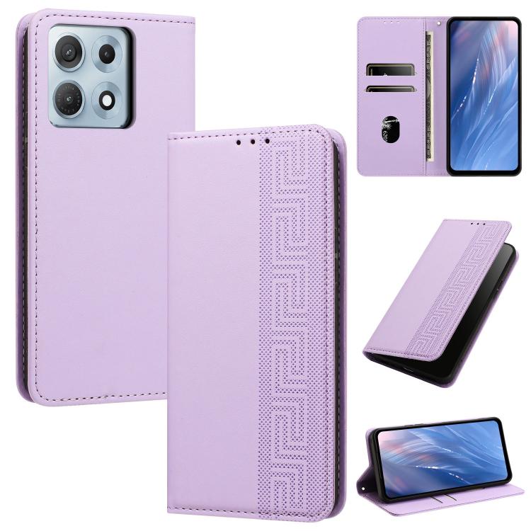 Embossed Meander Pattern RFID Vegan Leather Phone Case