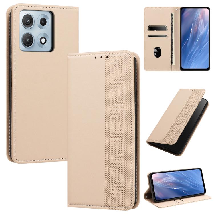 Embossed Meander Pattern RFID Vegan Leather Phone Case