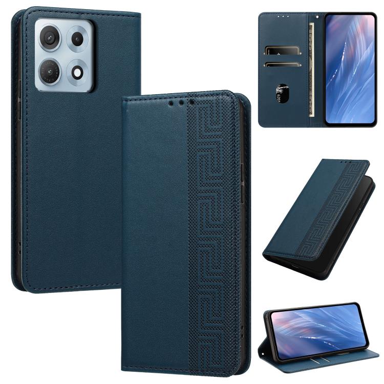 Embossed Meander Pattern RFID Vegan Leather Phone Case