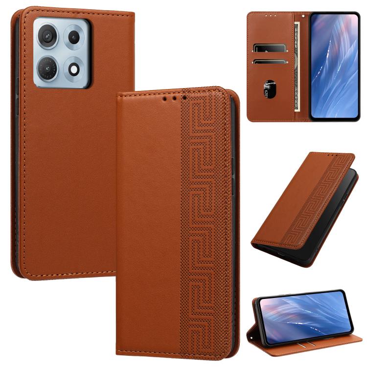 Embossed Meander Pattern RFID Vegan Leather Phone Case