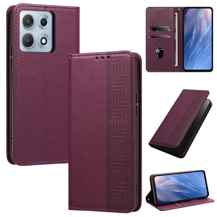 Embossed Meander Pattern RFID Vegan Leather Phone Case