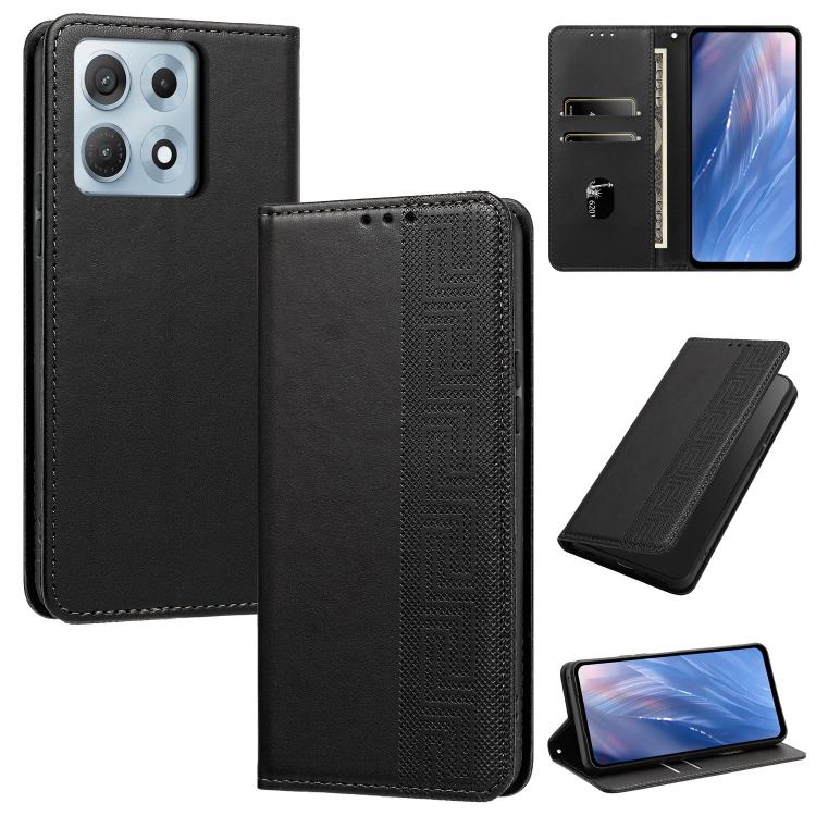 Embossed Meander Pattern RFID Vegan Leather Phone Case