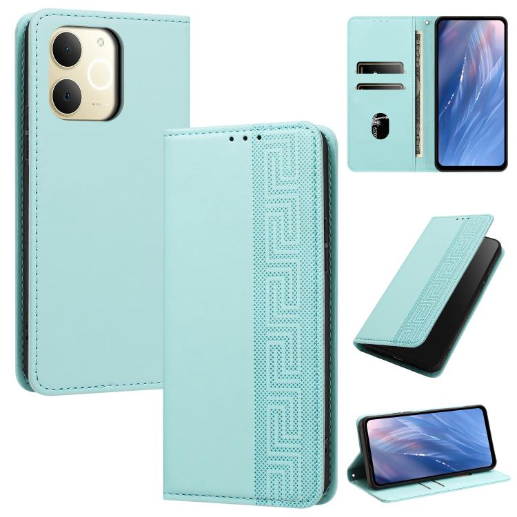 Embossed Meander Pattern RFID Vegan Leather Phone Case — view 64