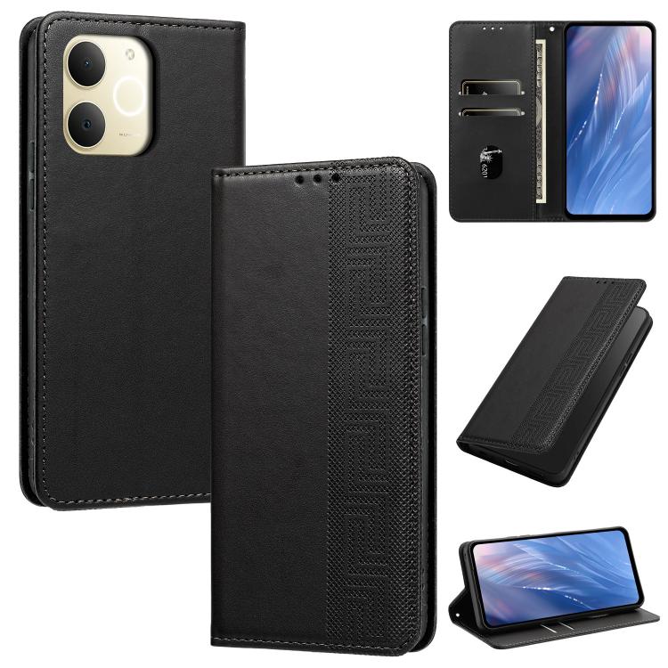 Embossed Meander Pattern RFID Vegan Leather Phone Case — view 70