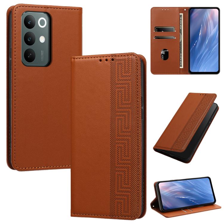 Embossed Meander Pattern RFID Vegan Leather Phone Case — view 28
