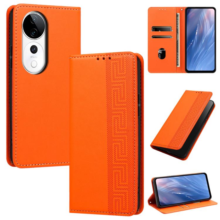 Embossed Meander Pattern RFID Vegan Leather Phone Case