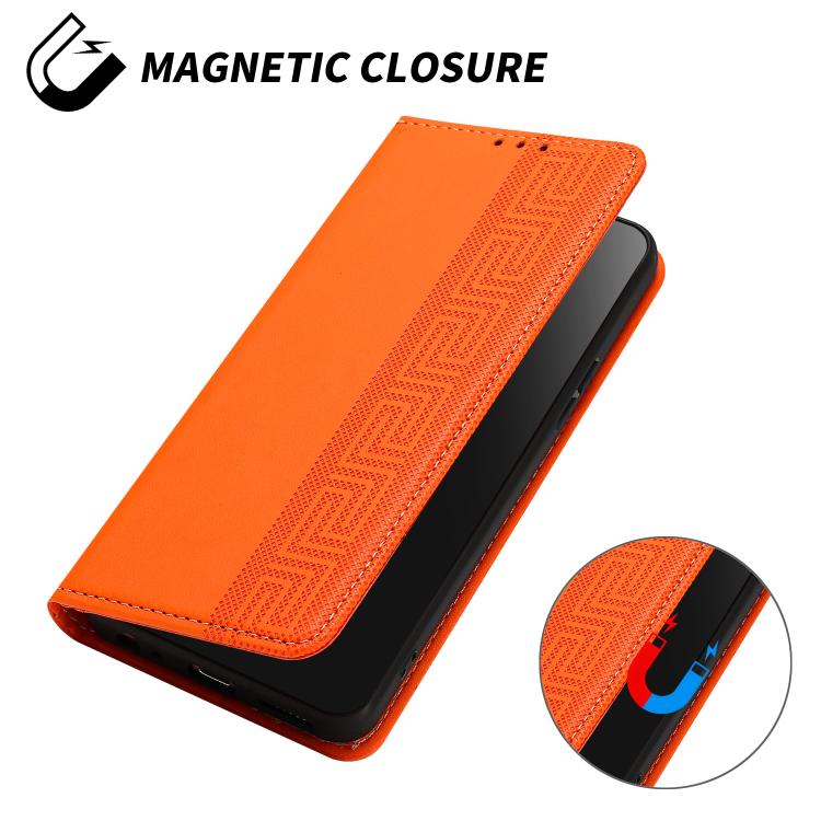 Embossed Meander Pattern RFID Vegan Leather Phone Case