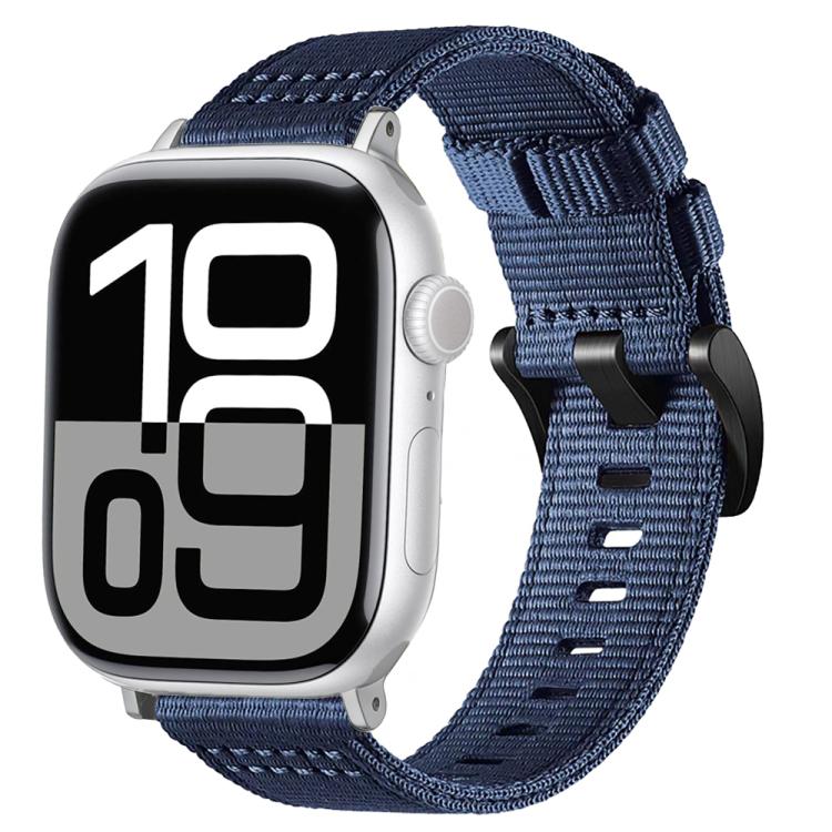 Canvas Nylon Pin Buckle Watch Band — Silver+Blue