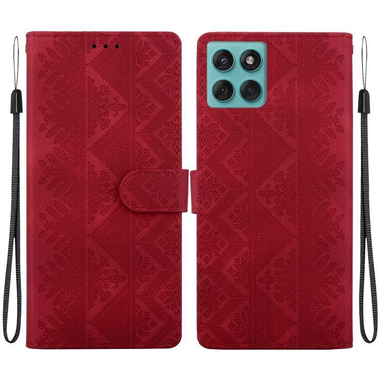 Ethnic Pattern Embossed Vegan Leather Phone Case