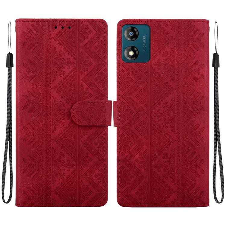Ethnic Pattern Embossed Vegan Leather Phone Case
