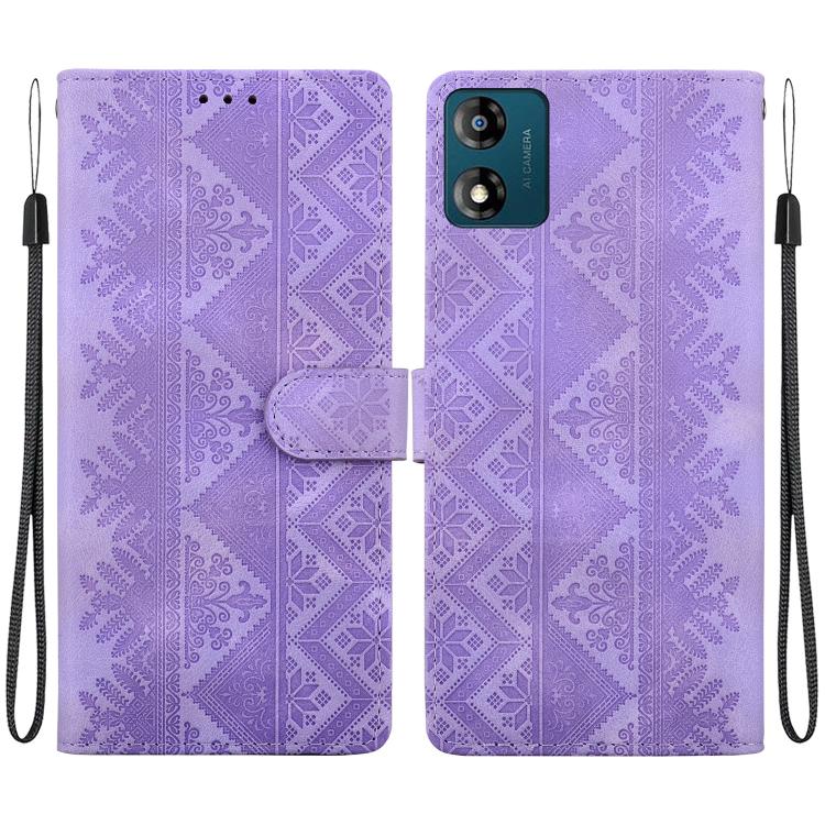 Ethnic Pattern Embossed Vegan Leather Phone Case
