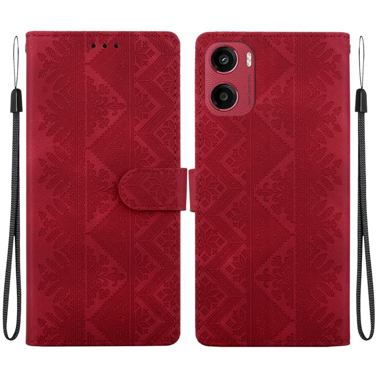 Ethnic Pattern Embossed Vegan Leather Phone Case