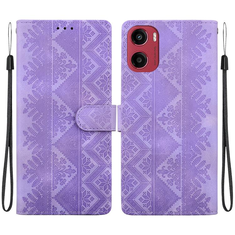 Ethnic Pattern Embossed Vegan Leather Phone Case