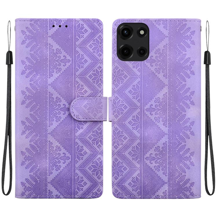 Ethnic Pattern Embossed Vegan Leather Phone Case