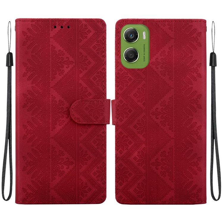 Ethnic Pattern Embossed Vegan Leather Phone Case