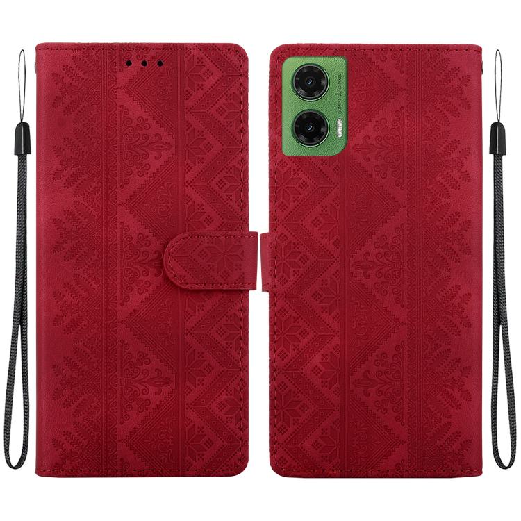 Ethnic Pattern Embossed Vegan Leather Phone Case