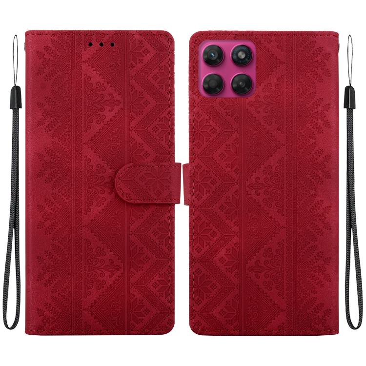 Ethnic Pattern Embossed Vegan Leather Phone Case