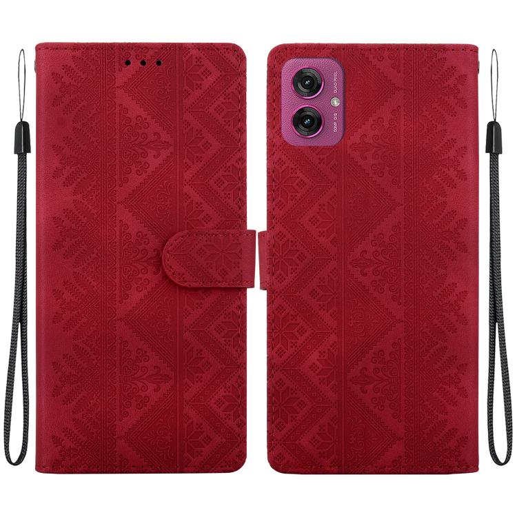 Ethnic Pattern Embossed Vegan Leather Phone Case