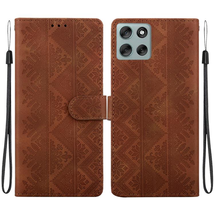 Ethnic Pattern Embossed Vegan Leather Phone Case