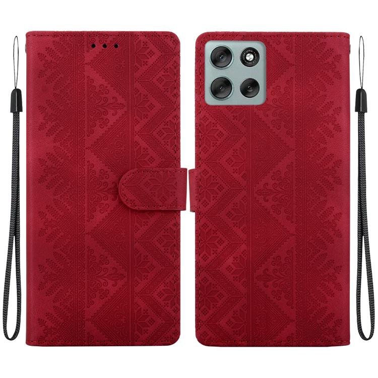 Ethnic Pattern Embossed Vegan Leather Phone Case