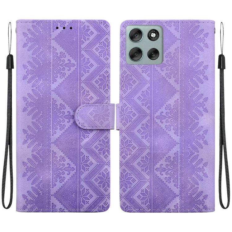 Ethnic Pattern Embossed Vegan Leather Phone Case