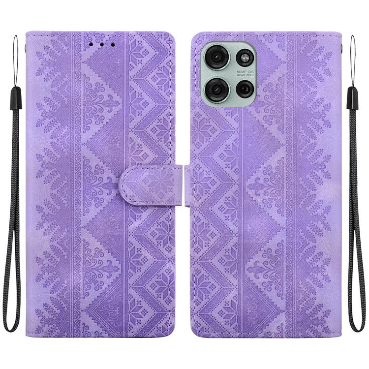 Ethnic Pattern Embossed Vegan Leather Phone Case