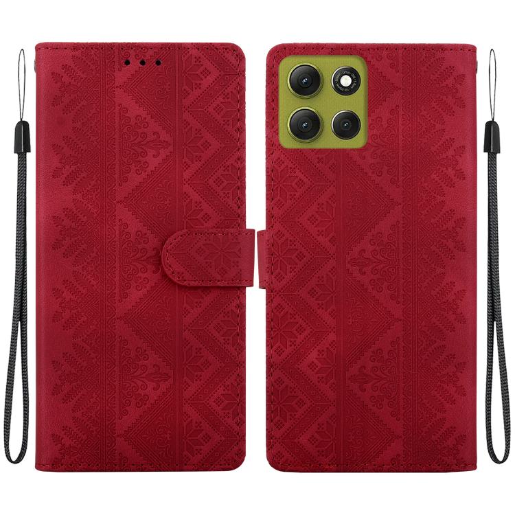 Ethnic Pattern Embossed Vegan Leather Phone Case
