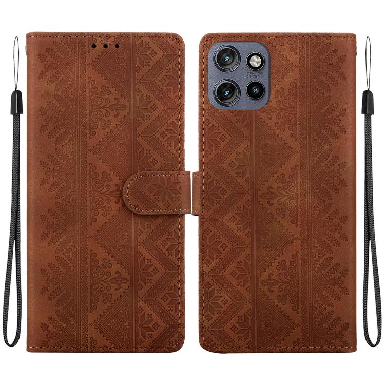 Ethnic Pattern Embossed Vegan Leather Phone Case