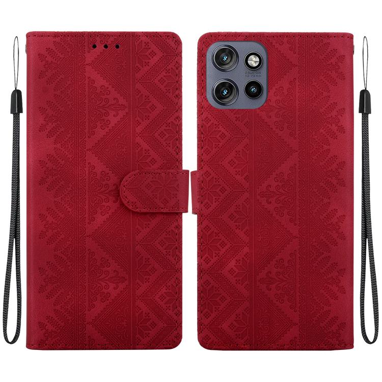 Ethnic Pattern Embossed Vegan Leather Phone Case