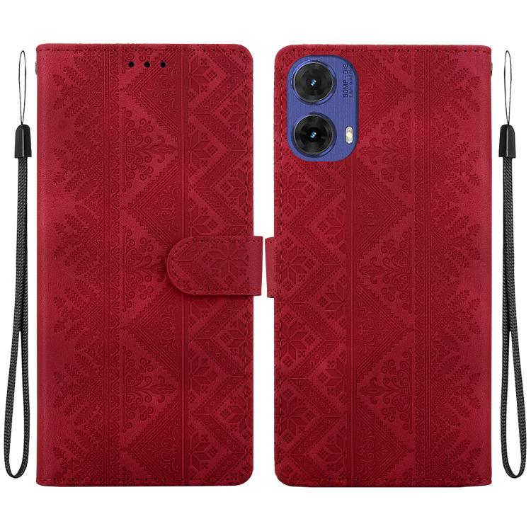 Ethnic Pattern Embossed Vegan Leather Phone Case