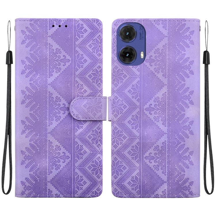 Ethnic Pattern Embossed Vegan Leather Phone Case