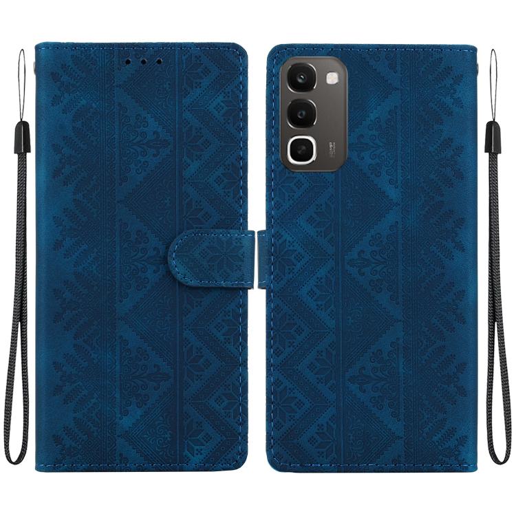 Ethnic Pattern Embossed Vegan Leather Phone Case — Brown