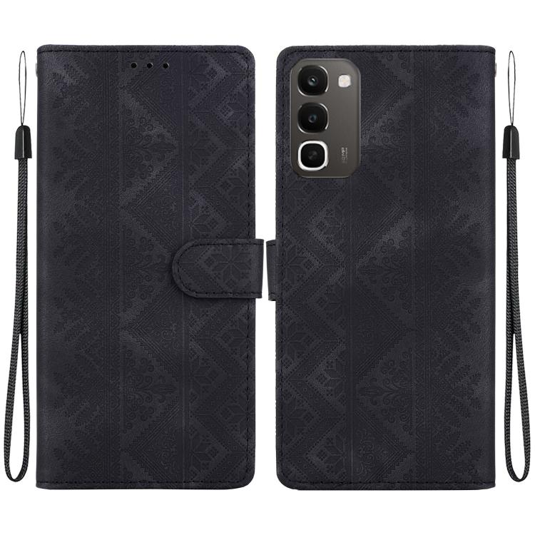 Ethnic Pattern Embossed Vegan Leather Phone Case — Green