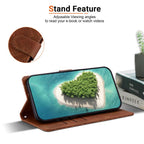 Ethnic Pattern Embossed Vegan Leather Phone Case — Brown