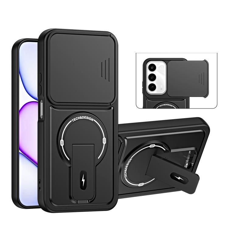 Sliding Camshield Holder Magnetic Phone Case — Black