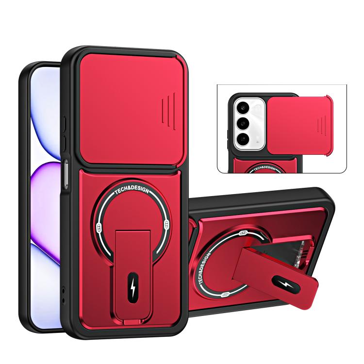 Sliding Camshield Holder Magnetic Phone Case — Red