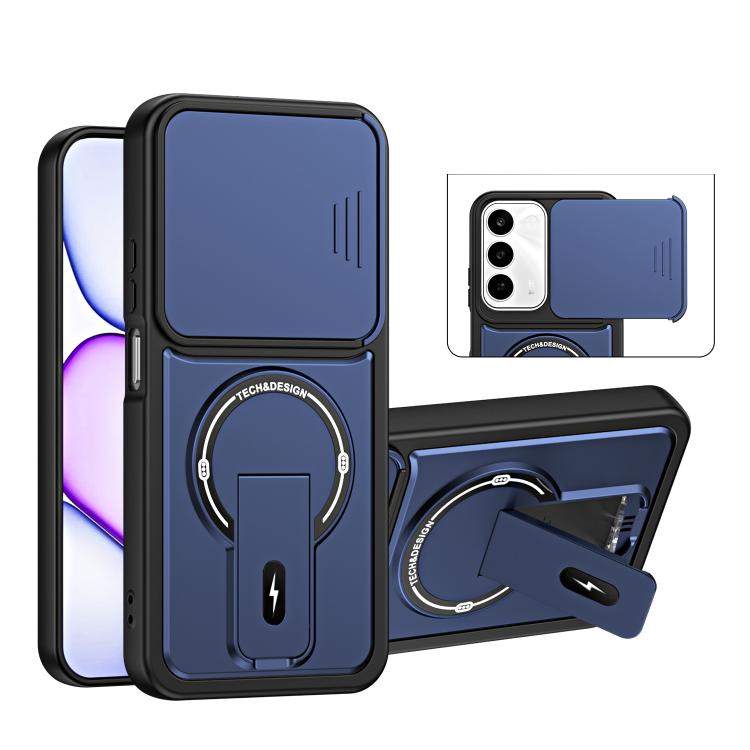 Sliding Camshield Holder Magnetic Phone Case — Blue