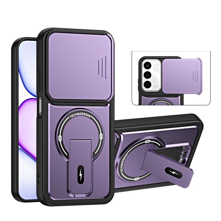Sliding Camshield Holder Magnetic Phone Case — Purple