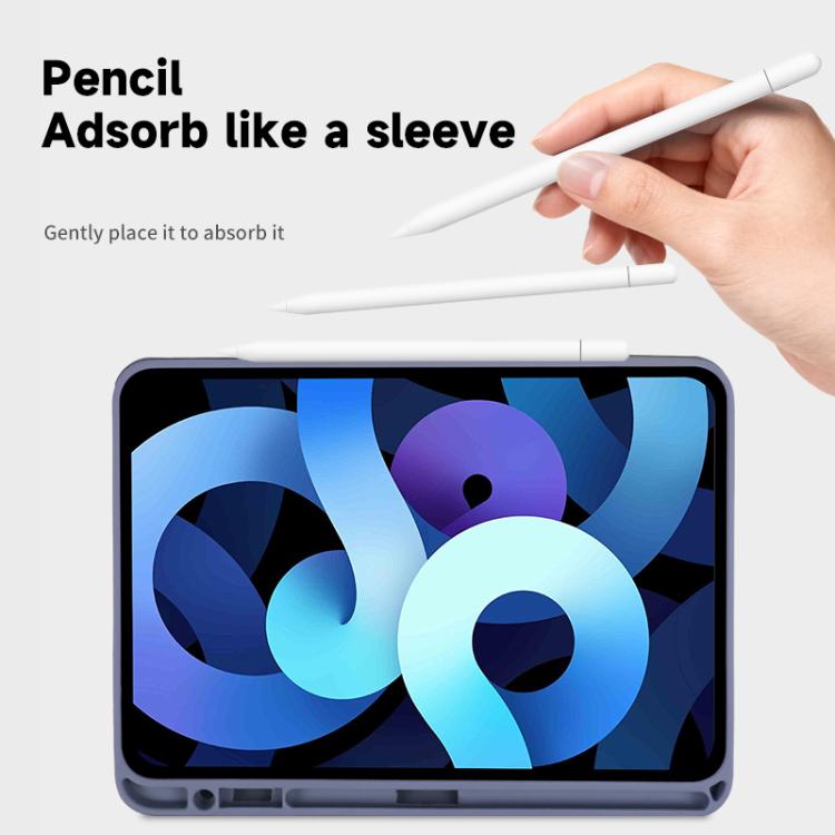 Solid Color Smart Tablet Leather Case with Pen Slot — Purple Grey