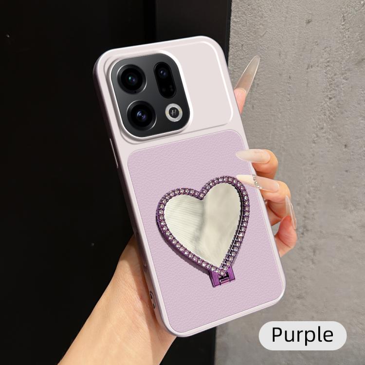 Lambskin Series Skin Feel Shockproof Phone Case with Heart Mirror Holder